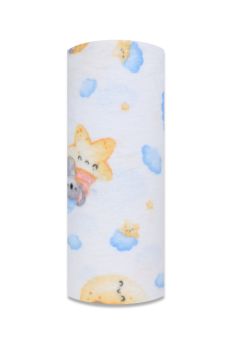 PIELUCHA FLANELA DRUK 70/80 2424 MIŚ KSIĘŻYC ŻÓŁTO NIEBIESKI