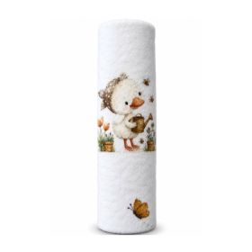 PIELUCHA FLANELA DRUK 70/80 2798 KACZUSZKA W OGRÓDKU
