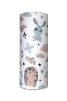 PIELUCHA FLANELA DRUK 70/80 3529 JEŻYK KRÓLIK NIEBIESKI NA BIAŁYM TLE