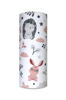PIELUCHA FLANELA DRUK 70/80 3536 JEŻYK KRÓLIK RÓŻOWY NA BIAŁYM TLE