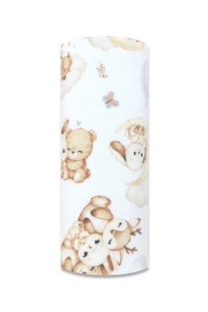 PIELUCHA FLANELA DRUK 70/80 4480 JELONEK MIŚ NA CHMURCE BIAŁE TŁO