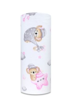 PIELUCHA FLANELA DRUK 70/80 8425 MIŚ NA KSIĘŻYCU RÓŻOWY