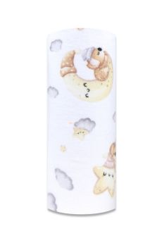 PIELUCHA FLANELA DRUK 70/80 8449 MIŚ NA KSIĘŻYCU SZARY