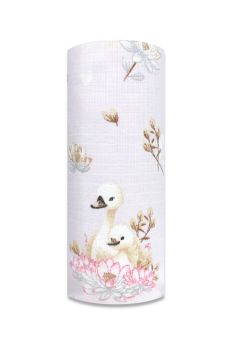 PIELUCHA TETRA DRUK 70/80 0398 ŁABĘDZIE RÓŻOWE TŁO
