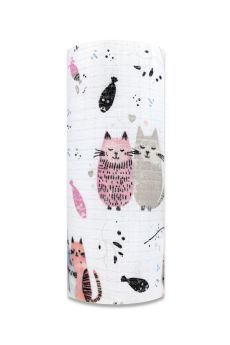 PIELUCHA TETRA DRUK 70/80 1265 KOCIA RODZINKA RÓŻ
