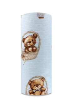 PIELUCHA TETRA DRUK 70/80 1333 MISIE W KOSZYKACH NIEBISKIE TŁO
