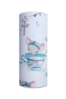 PIELUCHA TETRA DRUK 70/80 6131 MYSZKA W FILIŻANCE NIEBIESKO RÓŻOWA